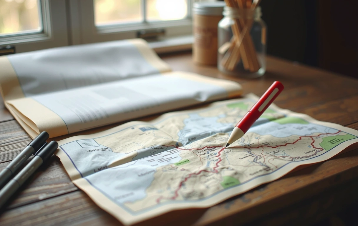 Karte mit markierter Route